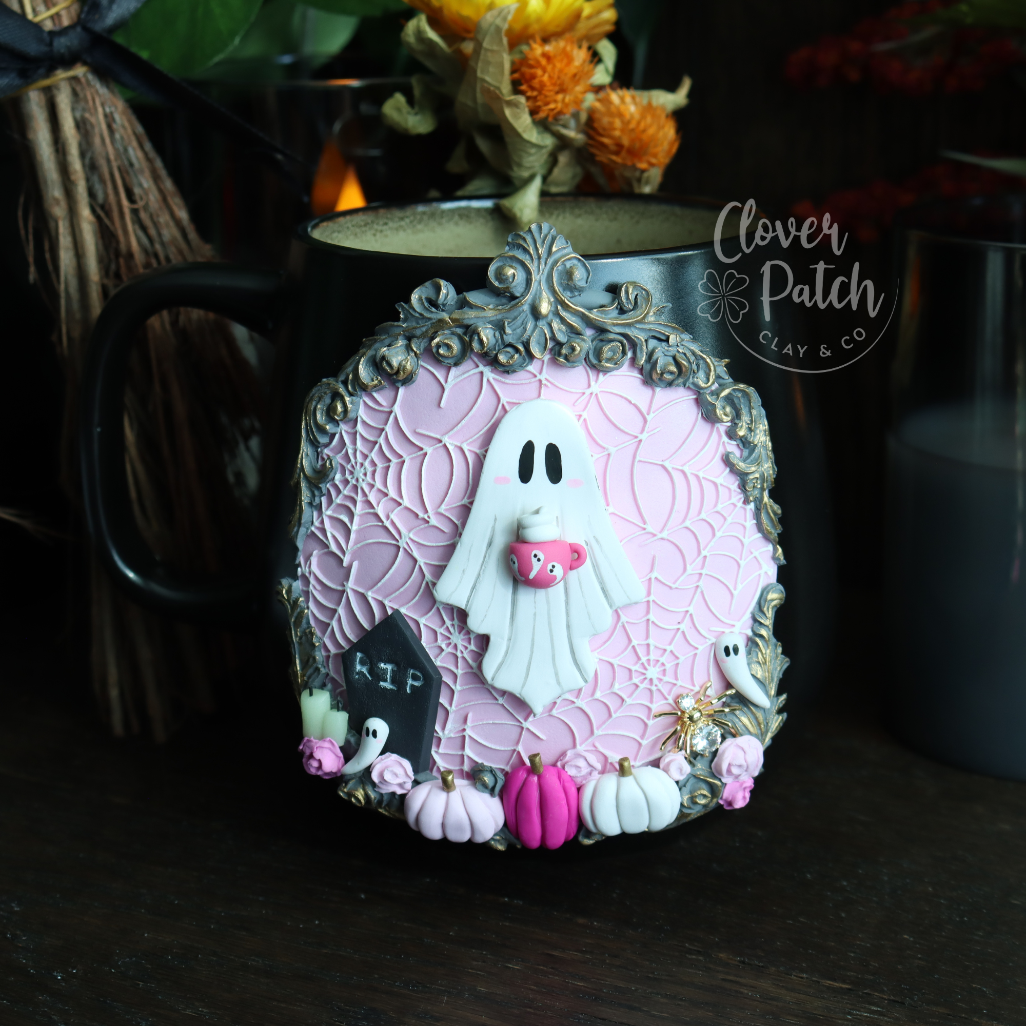 Pastel Pink Ghost Pumpkin Mug